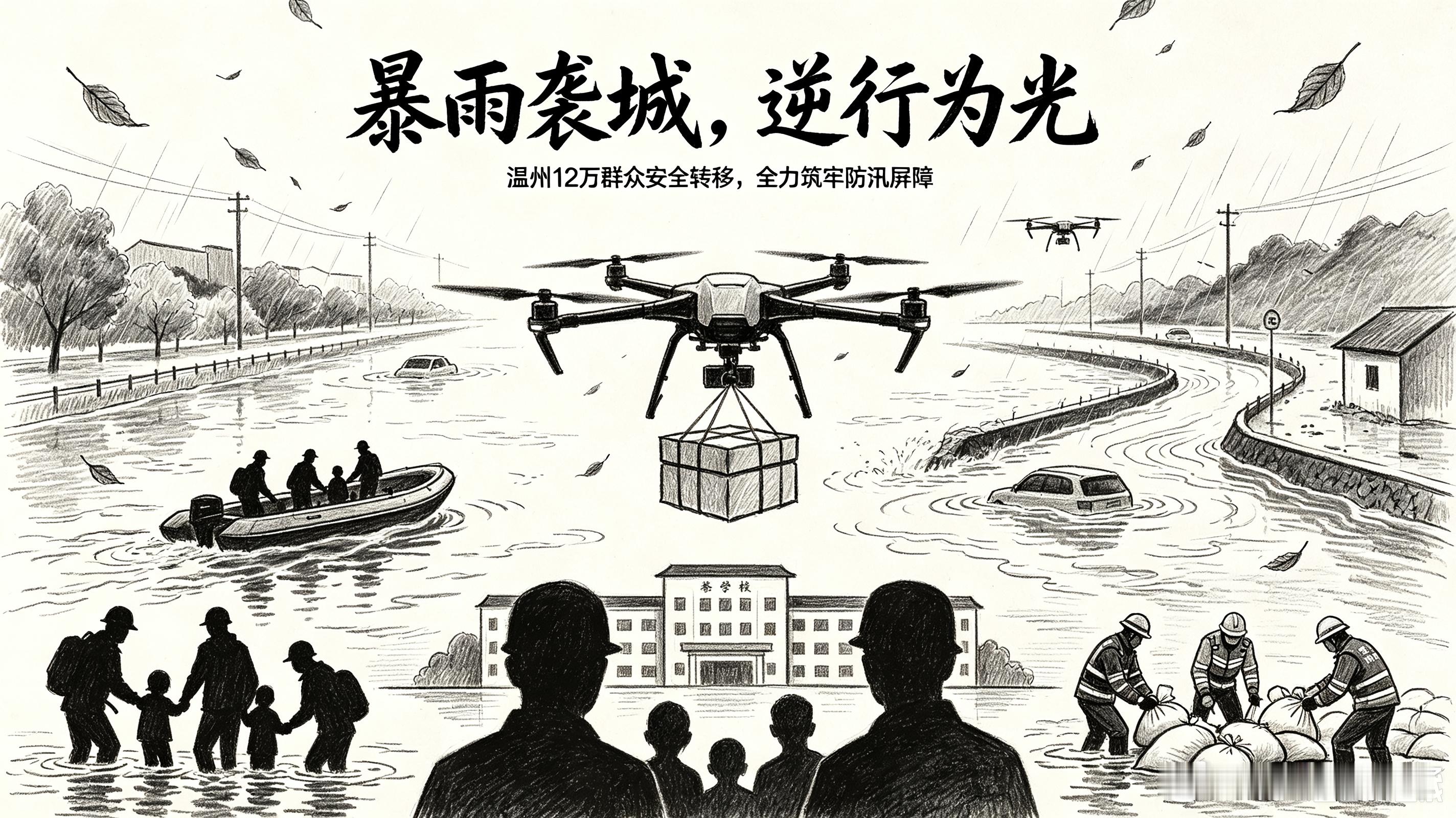 温州苍南特大暴雨致积涝台风“沙德尔”带来大暴雨，降雨破纪录，内涝！大家要注意安全