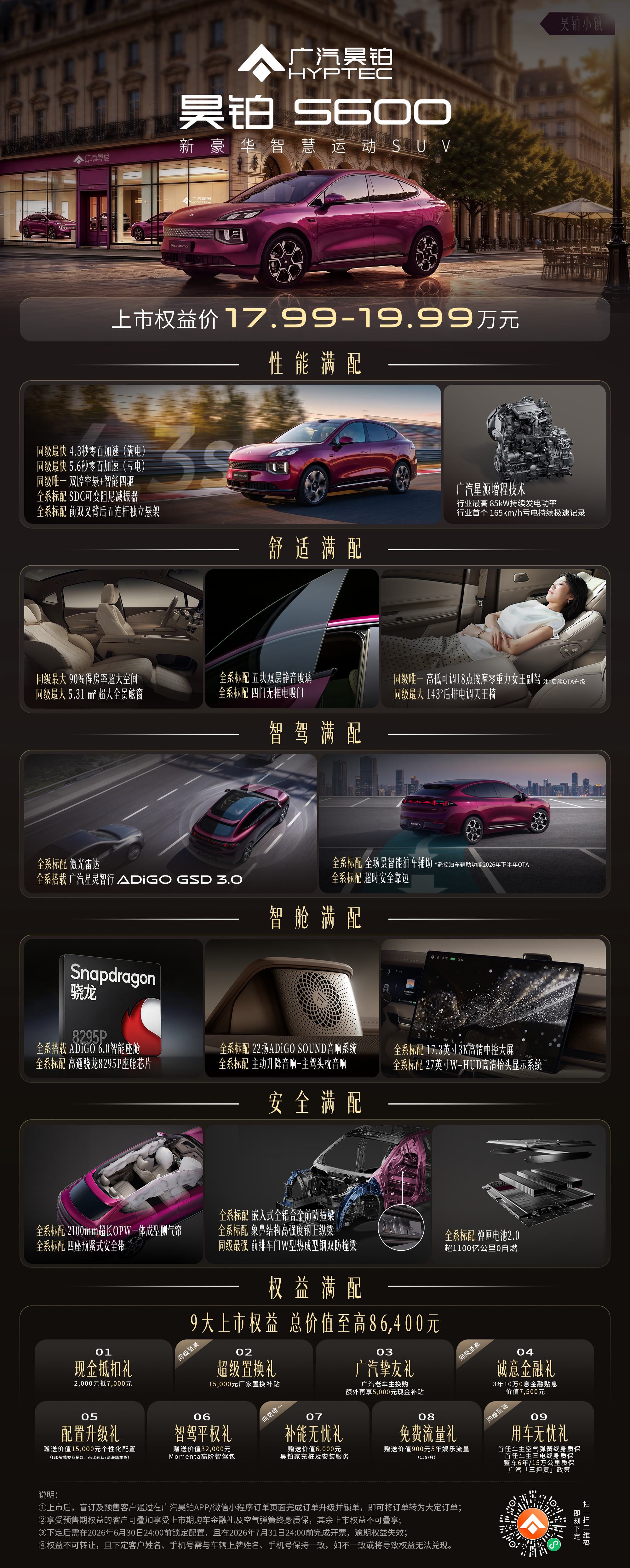 昊铂S600上市权益价17.99万起满配超值昊铂S600这定价是真的狠，17.9