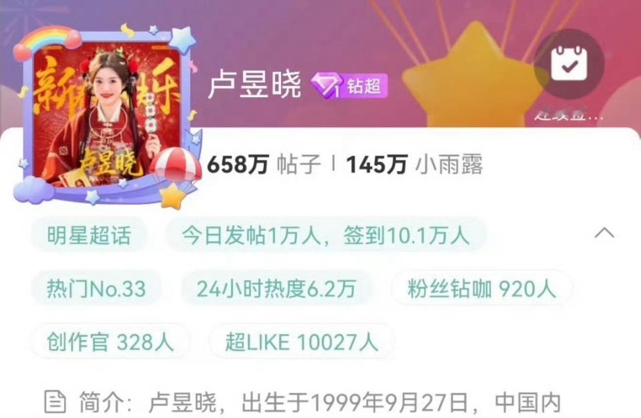 卢昱晓恭喜卢昱晓钻超且超like破万，流量花我们来了