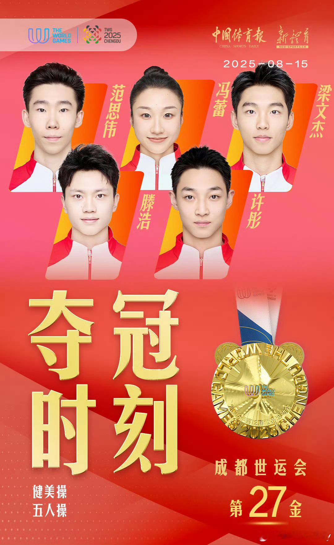 成都世运会健美操中国队摘金！我们读书那会，健美操很盛行，也好羡慕会跳的小哥哥和小