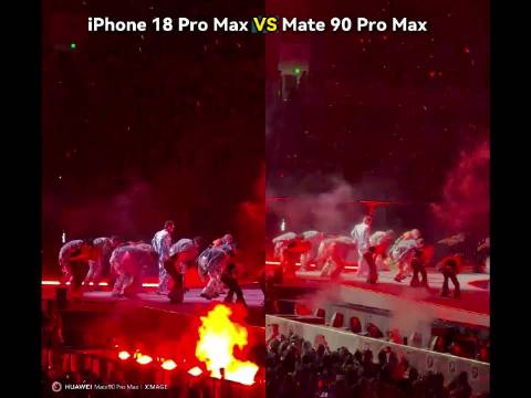 一网友测试了一下华为跟苹果最新机型演唱会录制。