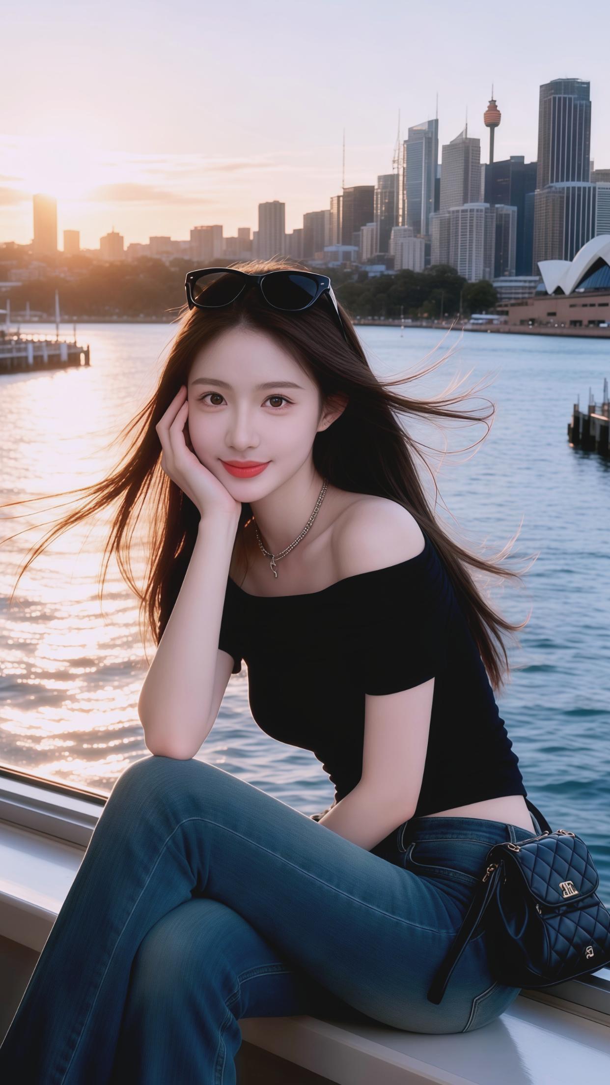 等等我先摆好造型 外景来一个 服装  露肩上衣 半身裙