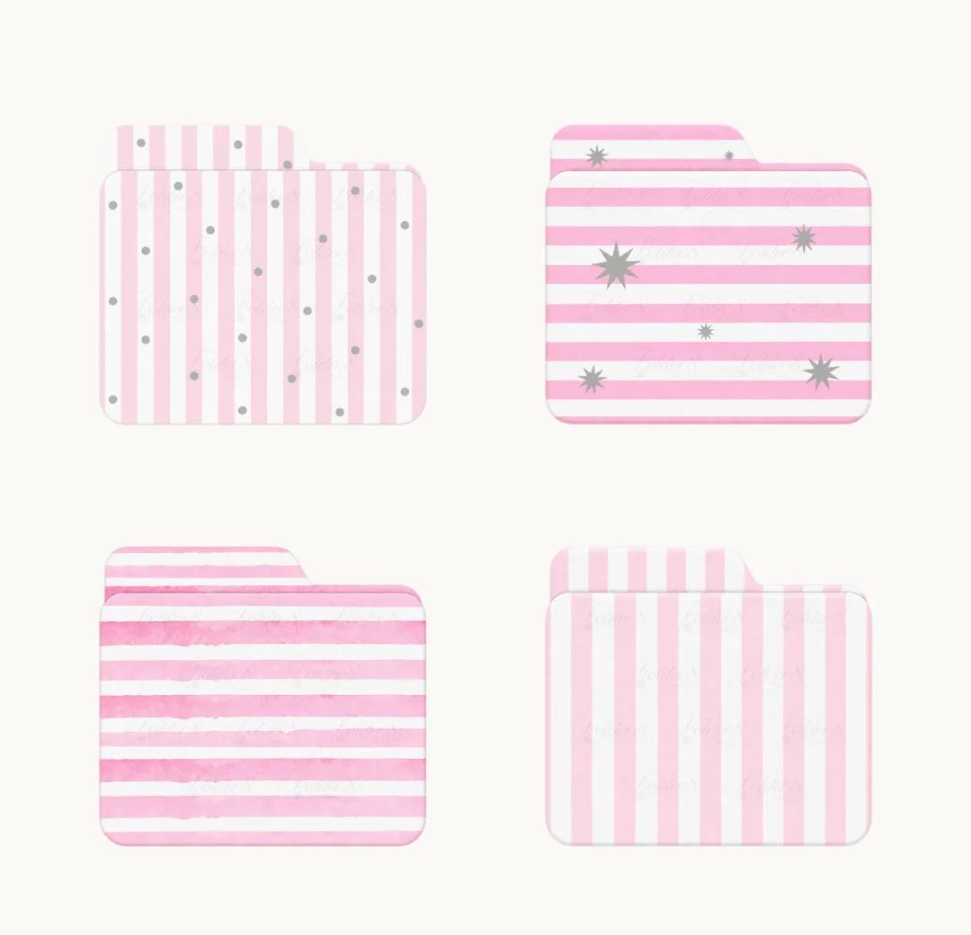 🎀MAC美化｜粉色条纹文件夹
今天轮到粉色。
同样是粉白条纹， 加点小圆点、小