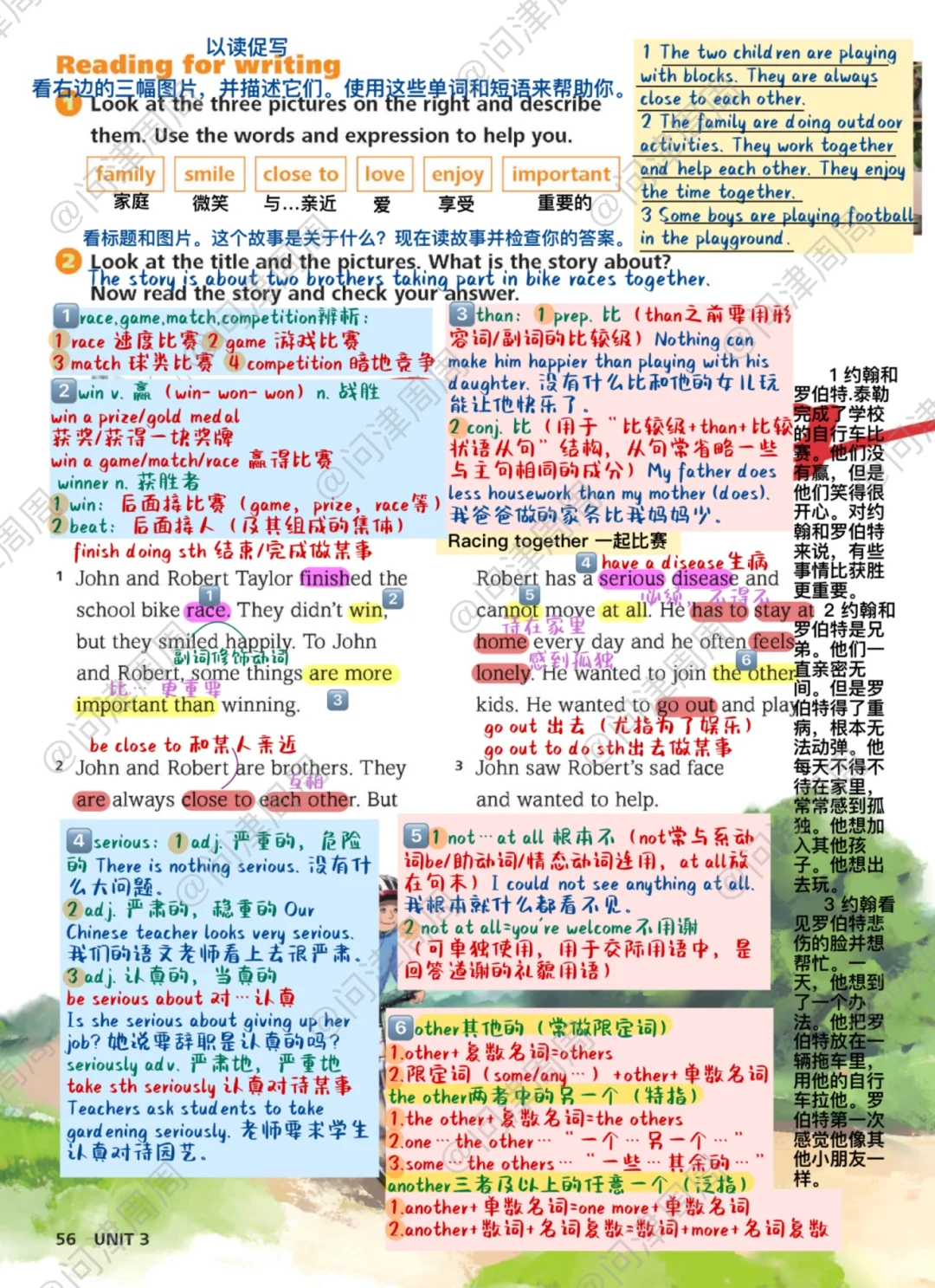 外研版新七上Unit3课本详解笔记53-57页
