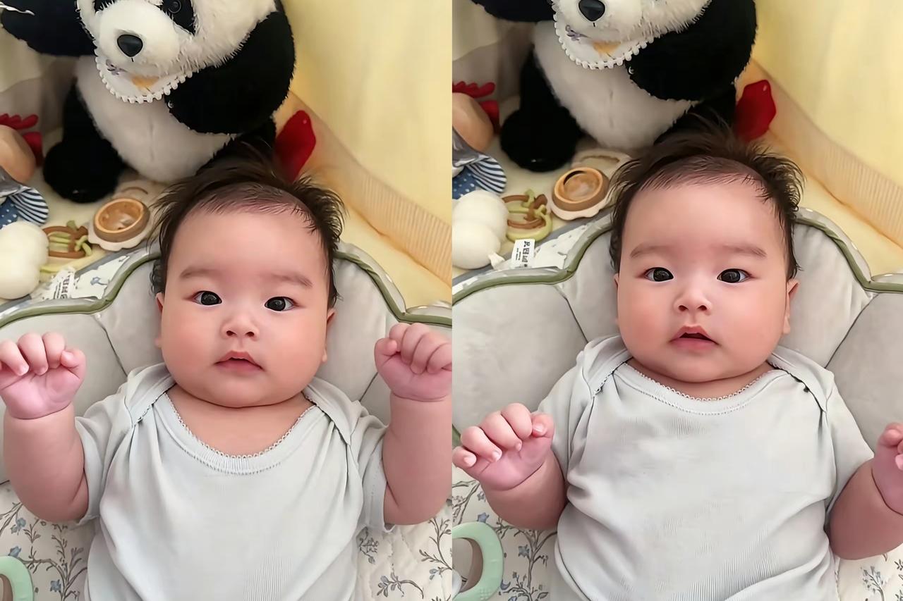 谁能不被这个软萌小萌娃圈粉呢，马筱梅分享的日常也满是温馨烟火气。三个多月的小家伙