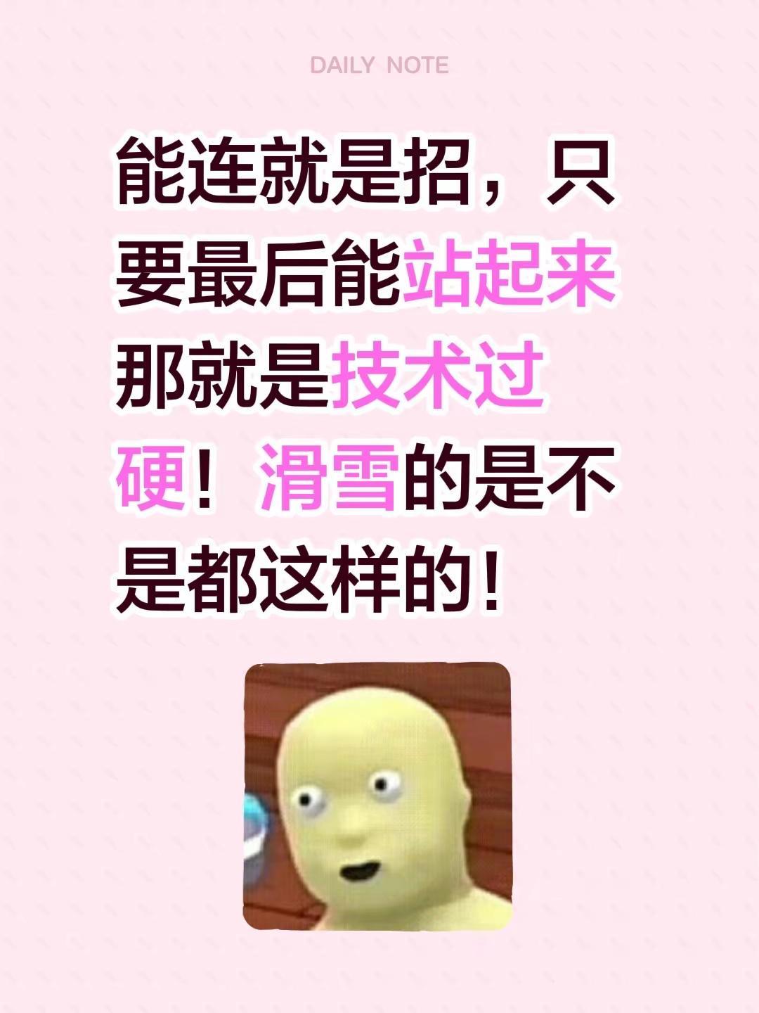 滑雪的是不是都这样。能连就是招，只要最后能站起来那就是技术过硬！滑雪的是不是都这