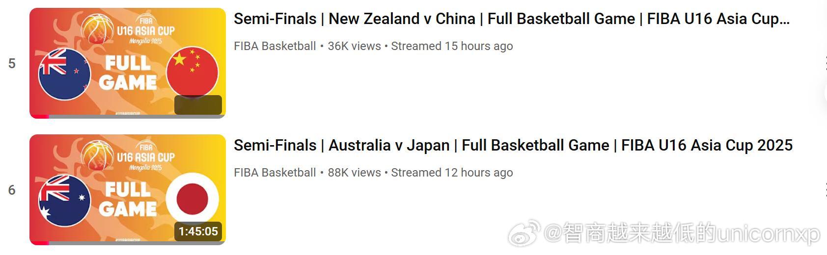 昨晚消失在FIBA油管官网账号播放列表的日本vs澳大利亚半决赛全程录像已恢复fi