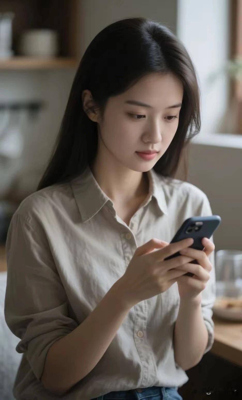 手机屏幕亮又暗，
消息发出反复看。
只想听哥一声在，
此时无声心亦甘。