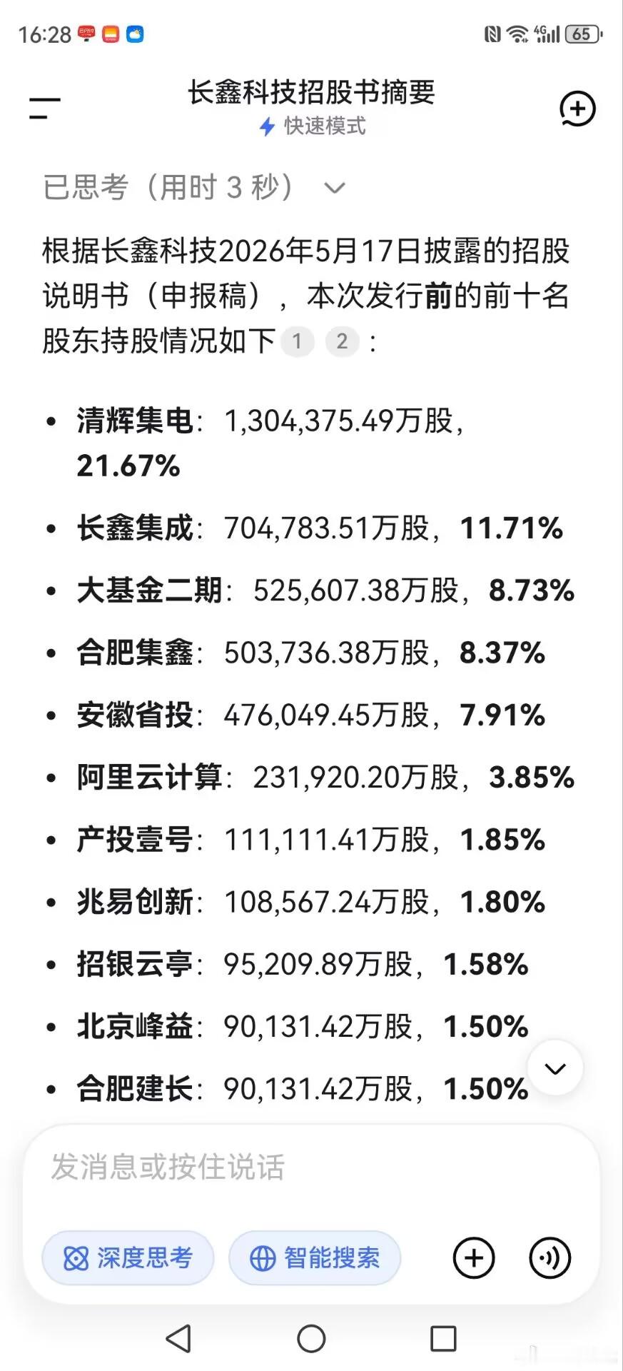长鑫科技前十股东图；招行位列第八，持有长鑫科技比例高达1.58%。不得不说，招行