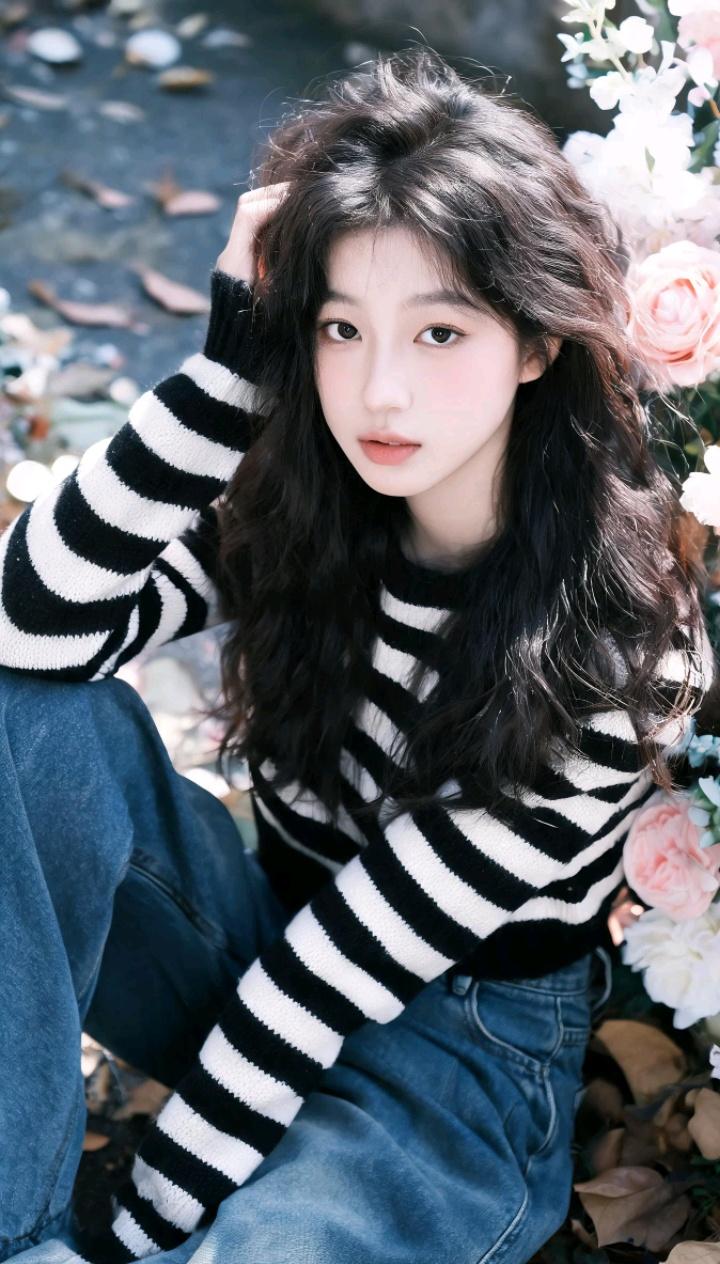 这个女孩坐在花丛里，好温柔哦。人品决定成败，你认可吗 花海少女感 花海少女照