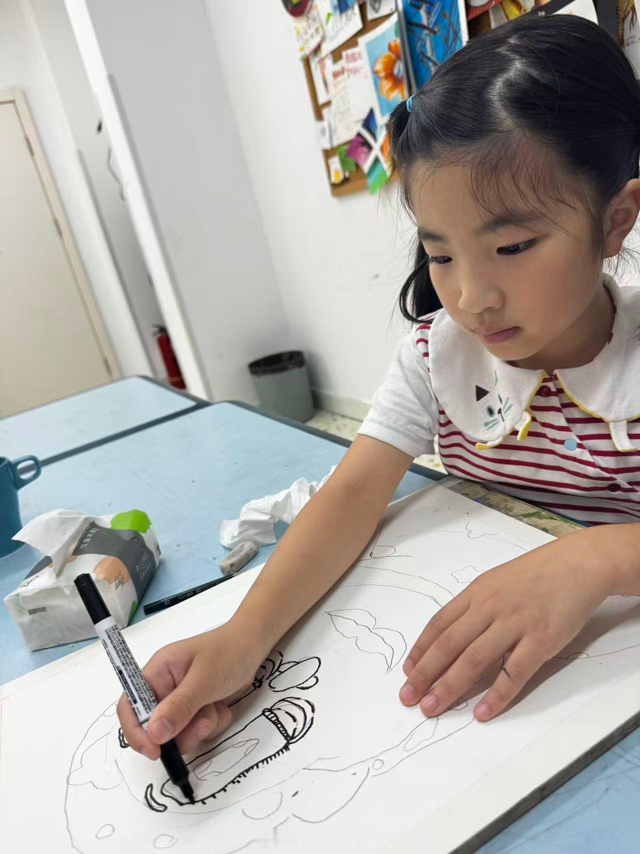 孩子画的那个话我本来想：咱孩子没那么厉害的吧。是不是老师代笔了呀。刚看到画室发来