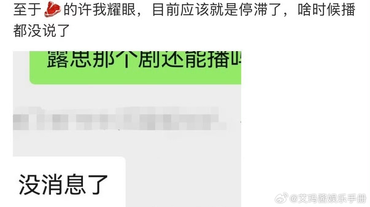 🍉网传赵露思 陈伟霆《许我耀眼》目前停滞了，什么时候播不确定[吃瓜] ​​​