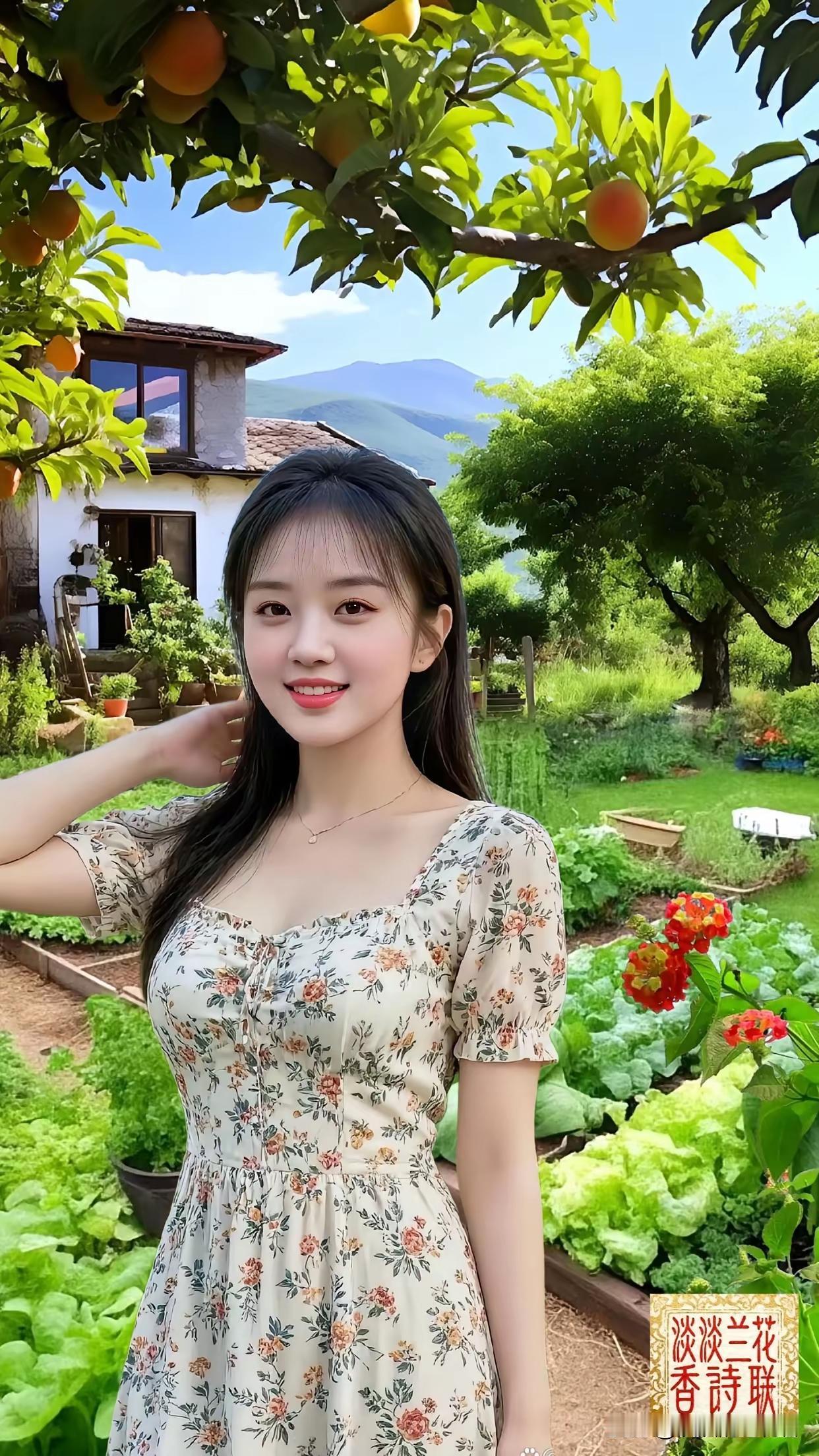 花园里的小姑娘，真漂亮！