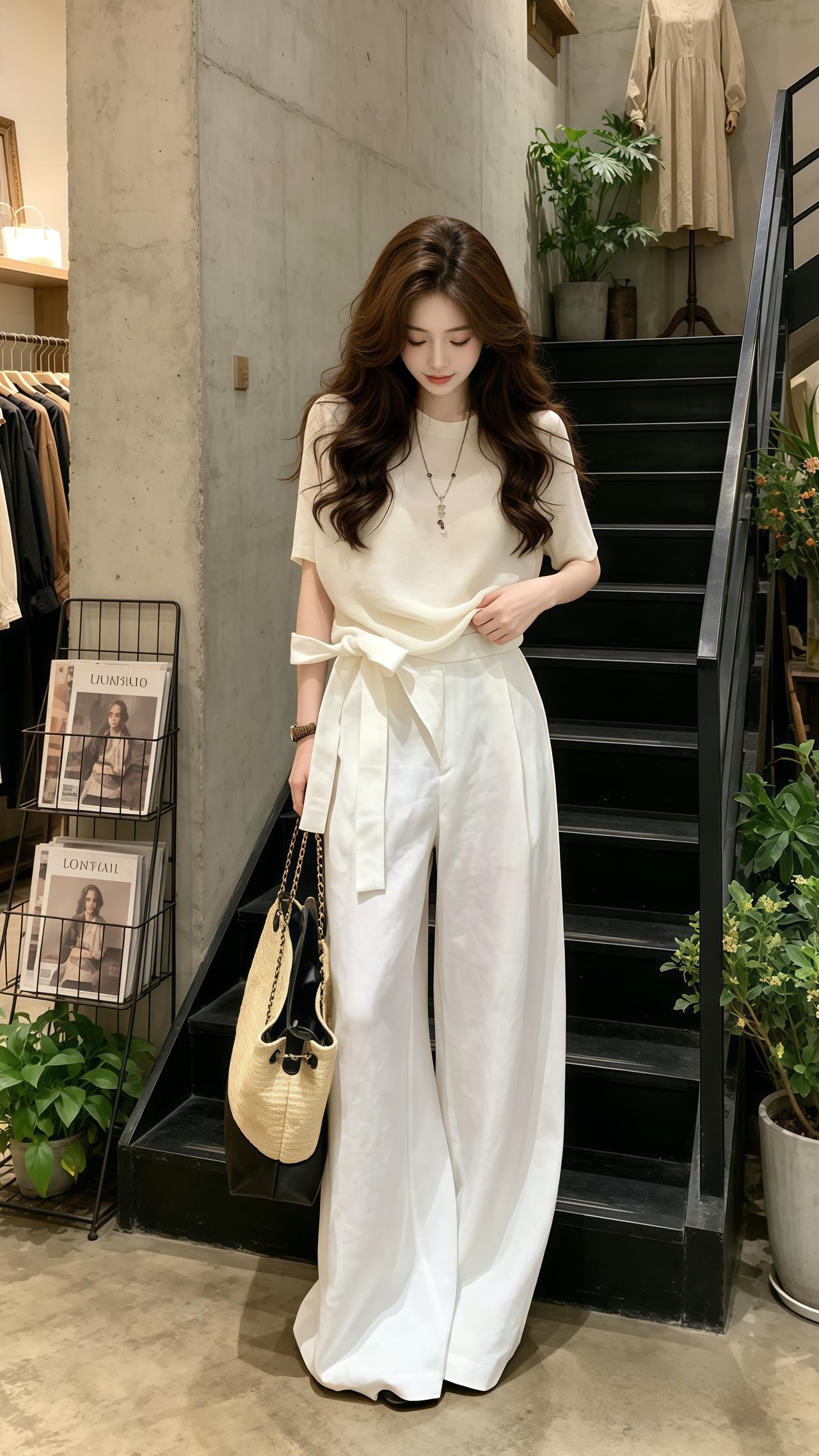 极简白色套装 夏日必备松弛感穿搭 白色高级穿搭 穿搭 韩系穿搭