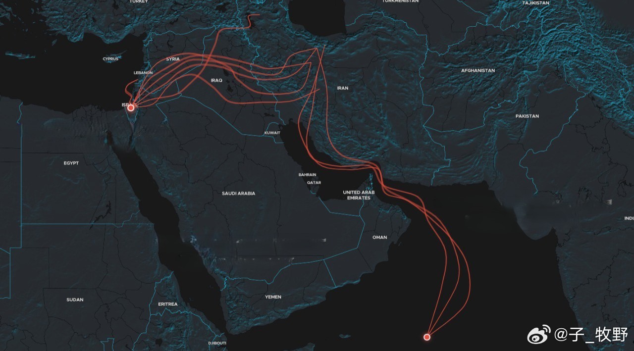 美巡航导弹飞行线路图美国第五舰队，航空母舰战斗群。地理位置：伊拉克、叙利亚、以色