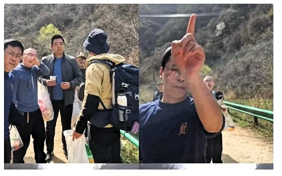 3月22日，秦岭子午峪。

志愿者顶着辛苦清垃圾，几名穿着体面的游客却当面乱扔，