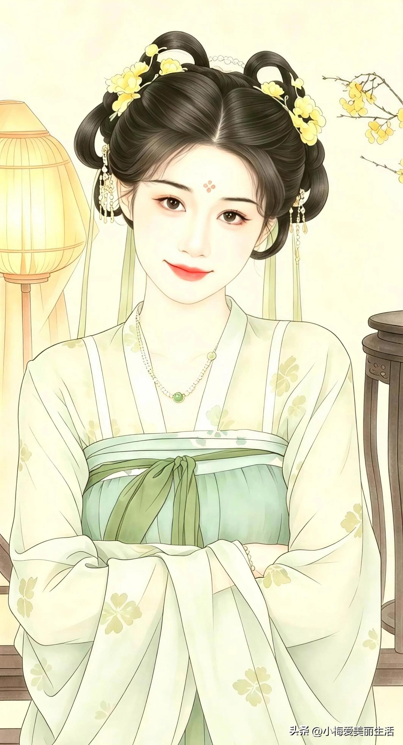 花间美人笑，玉簪映春光。