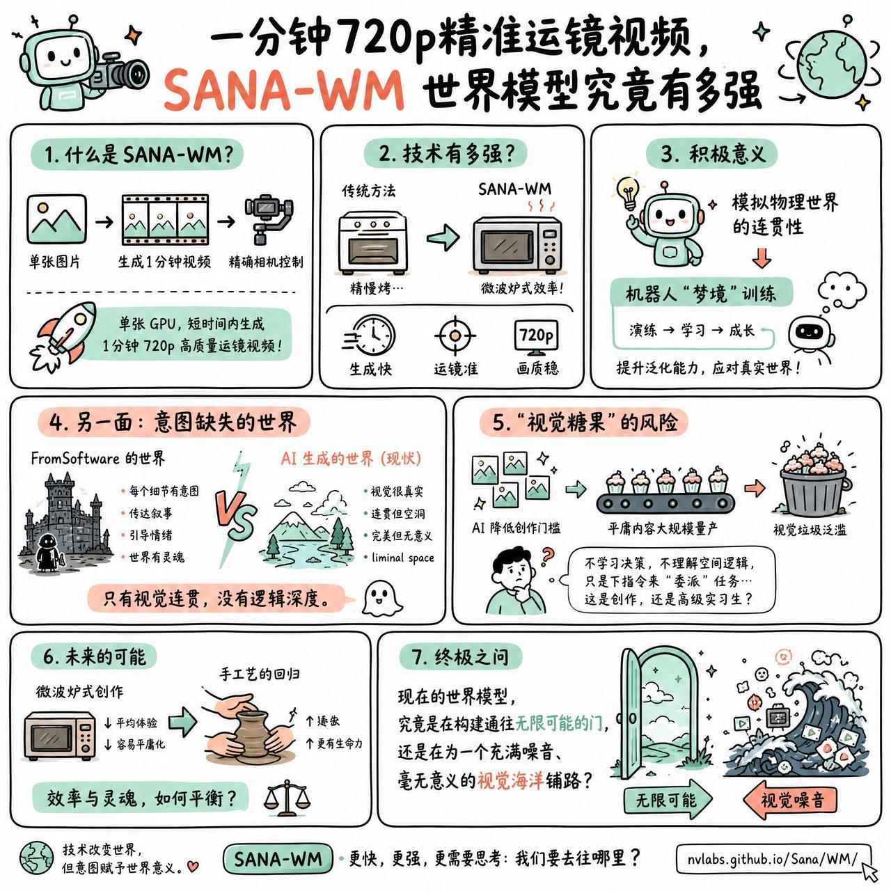 【一分钟720p精准运镜视频，SANA-WM世界模型究竟有多强】

快速阅读：S