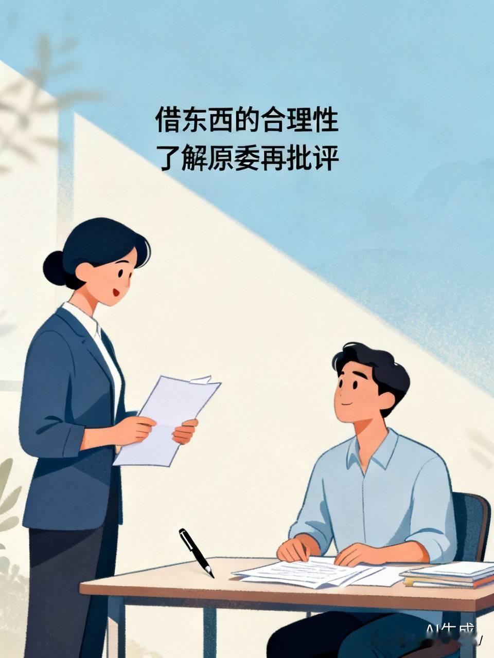 借东西这事儿，真不能因为点小事就全盘否定它的合理性。就说学校里，有老师借笔，这能