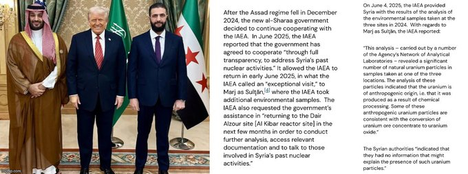 ⚠️天哪，我的天⚠️新的叙利亚政权一直在与 IAEA 合作，他们在叙利亚的秘密核