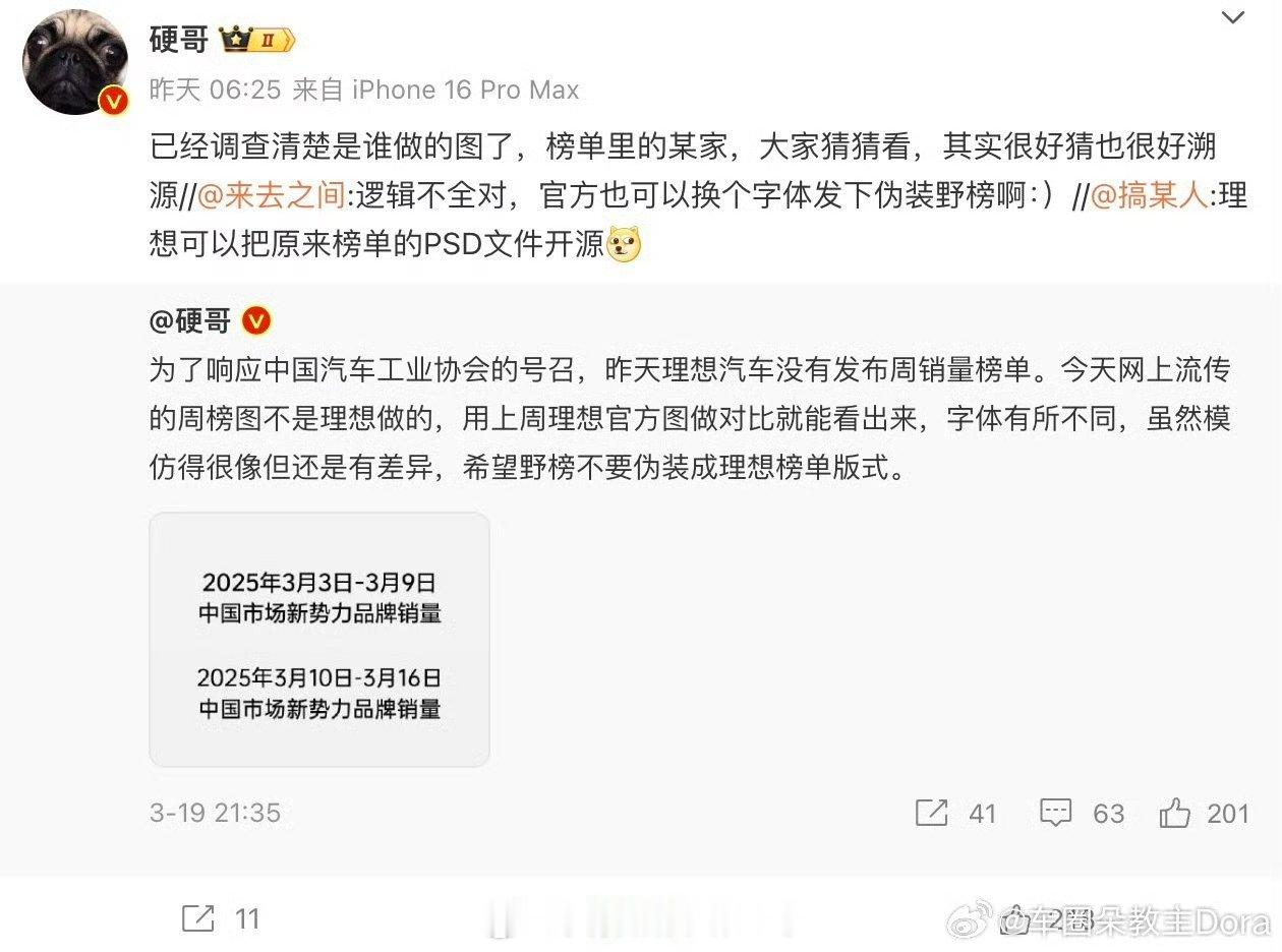 理想高管称被同行做假周榜所以这个假周榜是哪个企业做的？理想高管回应停发周榜 ​​