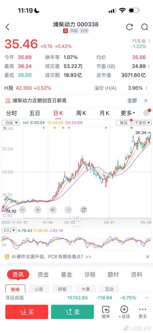 潍柴动力，这个票现在能进吗？他的目标价上限在哪里？ 