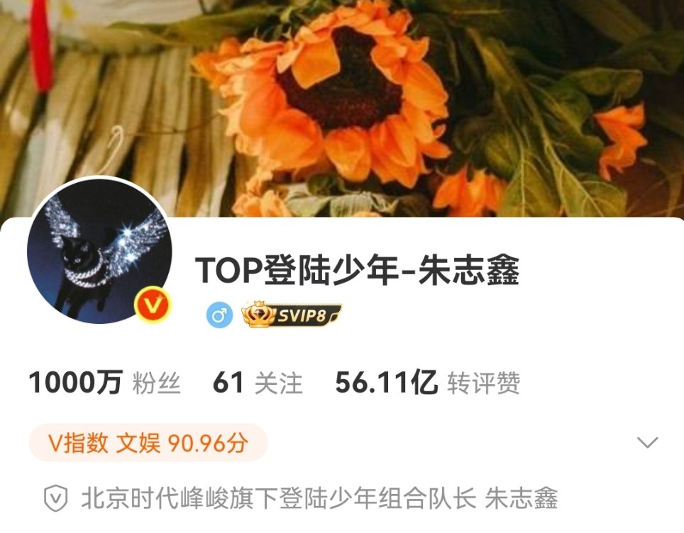 朱志鑫粉丝达千万朱志鑫团内首个粉丝破千万朱志鑫团内首个粉丝破千万 