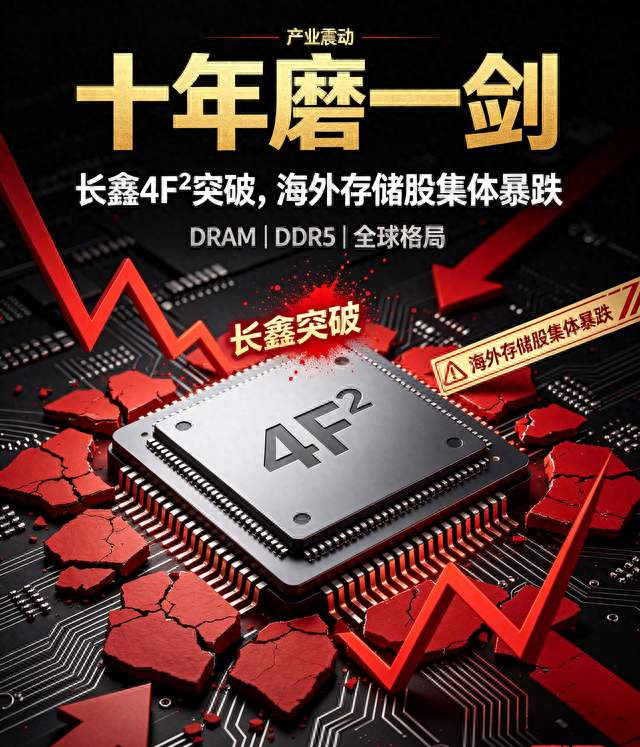 十年磨一剑！长鑫4F²突破，海外存储股集体暴跌