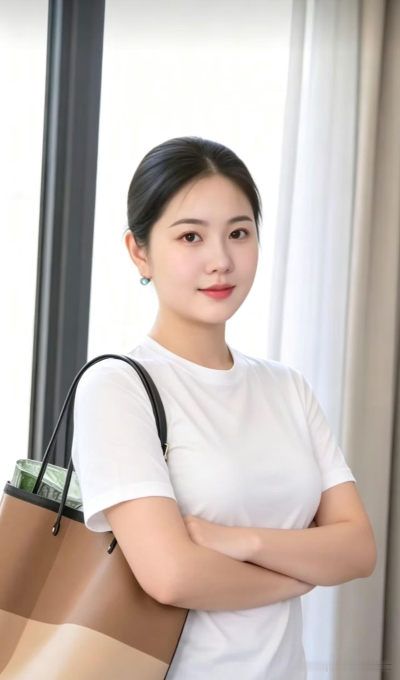 浣溪沙·窗畔清颜
 
素袂凝光倚晓窗，
清眸温婉蕴幽香。
一眉娴静自端庄。
浅靥