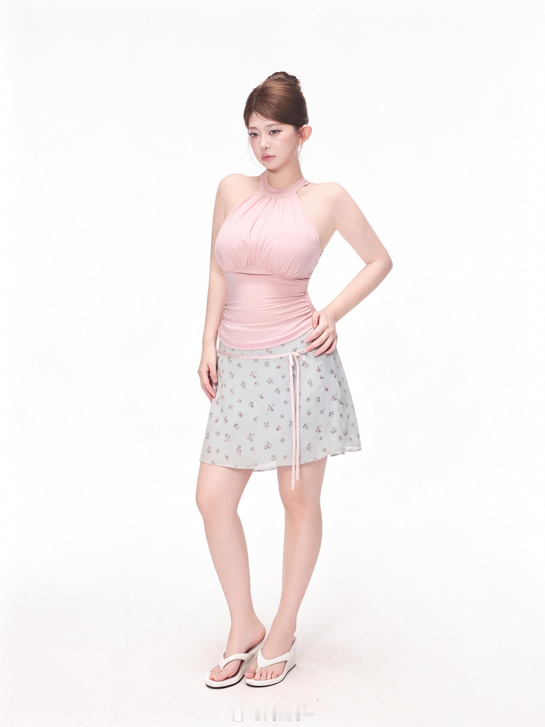 "纯欲天花板!!粉雾挂脖吊带"奶粉色调温柔到犯规，素颜穿都显白显嫩✨高弹针织面料