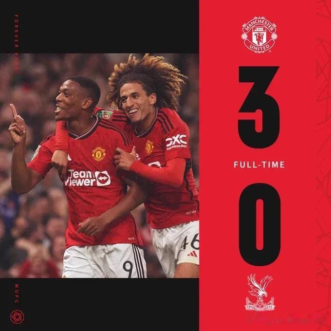 英联杯第3轮，曼联3-0水晶宫，不得不承认的2个事实

1.双后腰真不错

阿姆