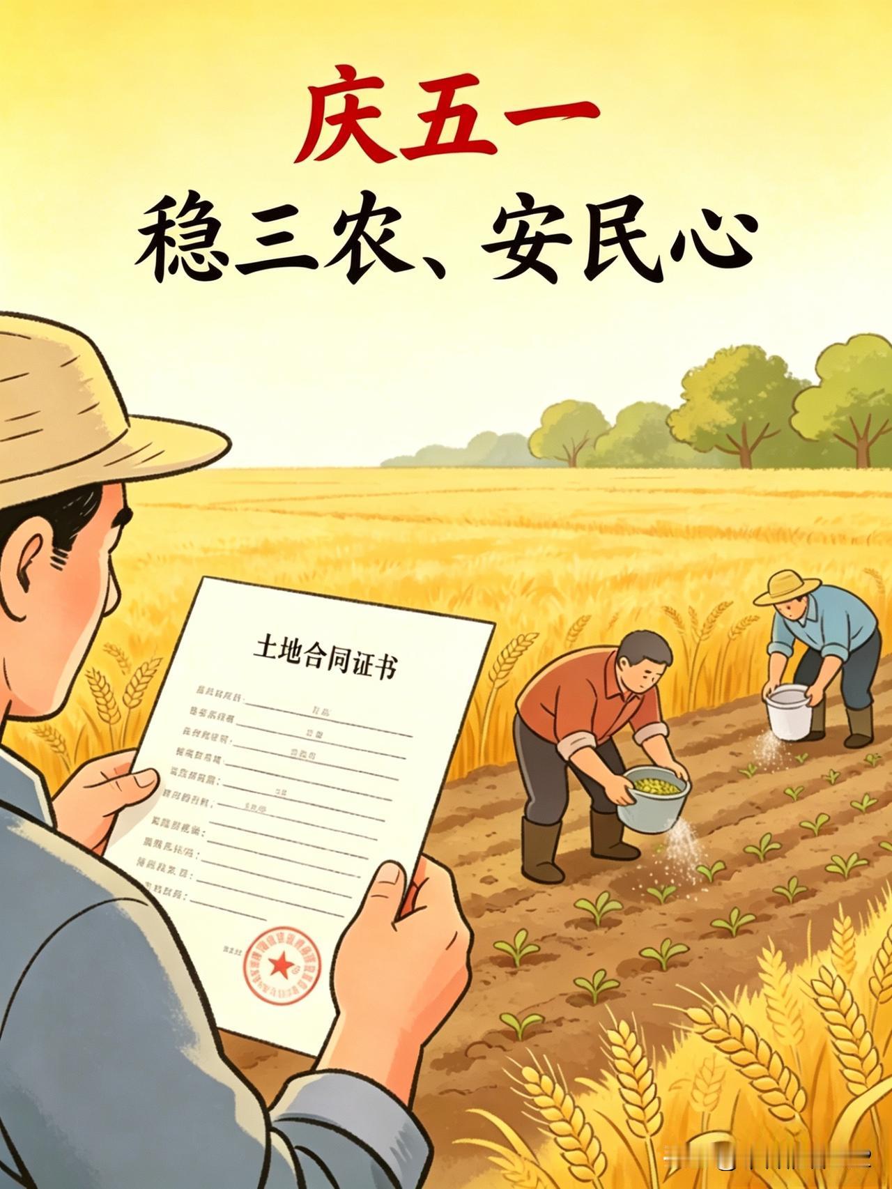 《庆五一》
土地延长承包权
农家吃下定心丸
撸起袖子加油干
劳动光荣最值钱
种地