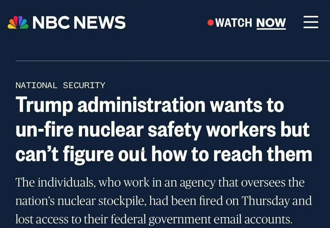 美国又闹出地狱笑话了！
上周四，美国能源部国家核安全局负责管理核武器300多名员