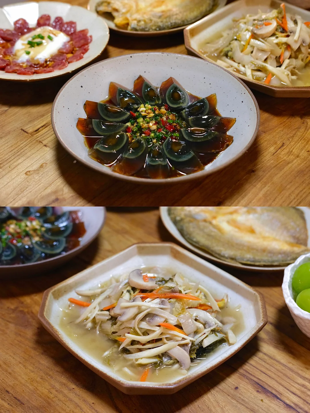 303天｜腌白菜烧茭白 凉拌皮蛋 腊肠 黄鱼鲞