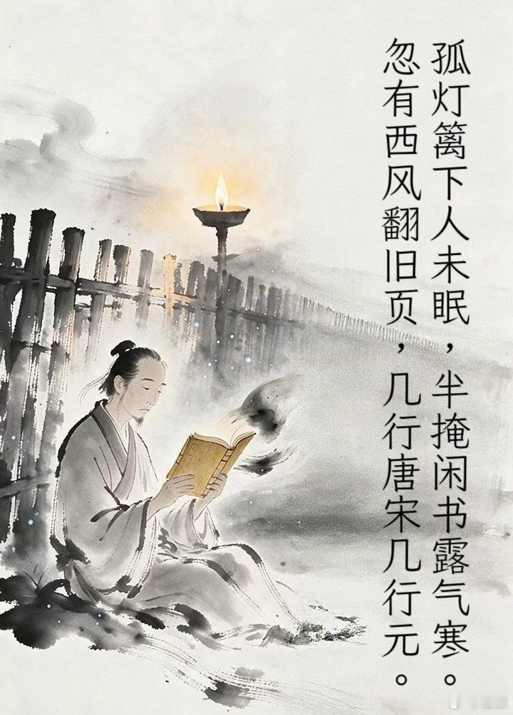 ‌【乙巳秋夜吟】乙巳年中秋夜孤灯篱下人未眠，半掩闲书露气寒。忽有西风翻旧页，几行