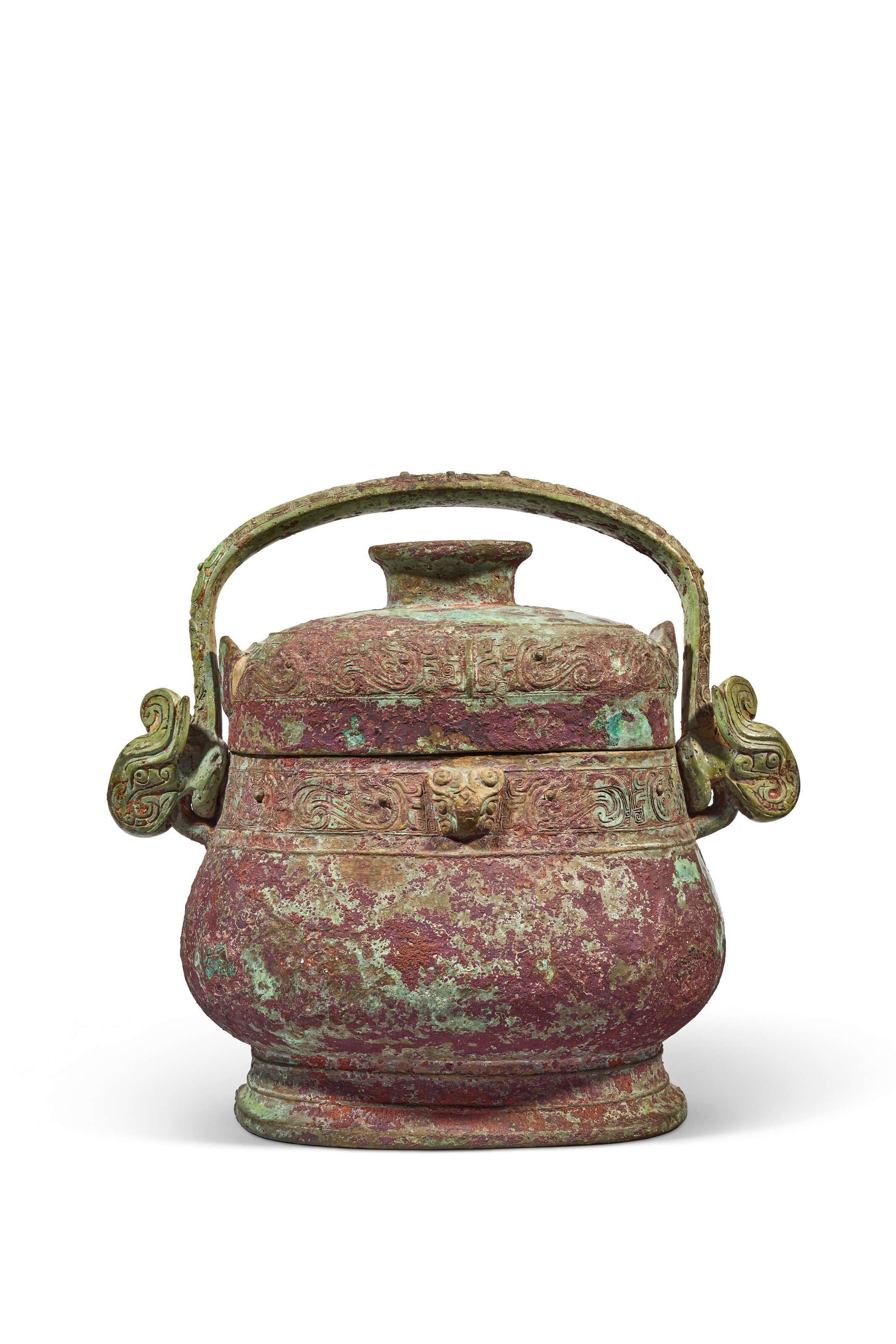 每天一件青铜器 佳士得拍卖欧洲私人收藏的一件西周昭穆时期的龙纹提梁卣. 器盖和口