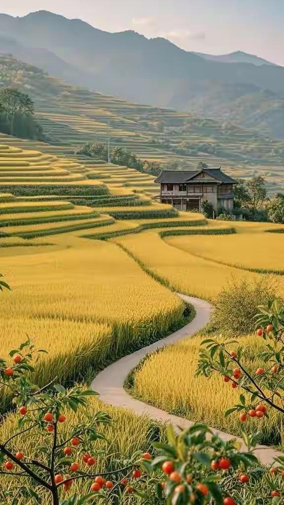 稻浪翻金，满目金黄，这是土地最慷慨的馈赠。