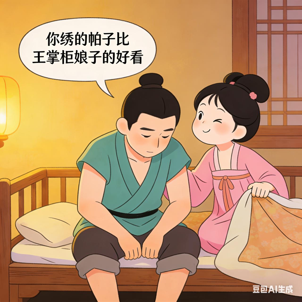 古代夫妻搞笑段子

古时某晚，丈夫翻来覆去睡不着，推了推身旁妻子：“娘子，你说咱