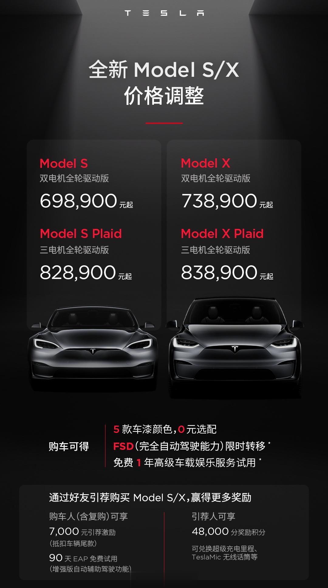 特斯拉Model S/X也降价了...[裂开] 
相比年初来说
Model S降