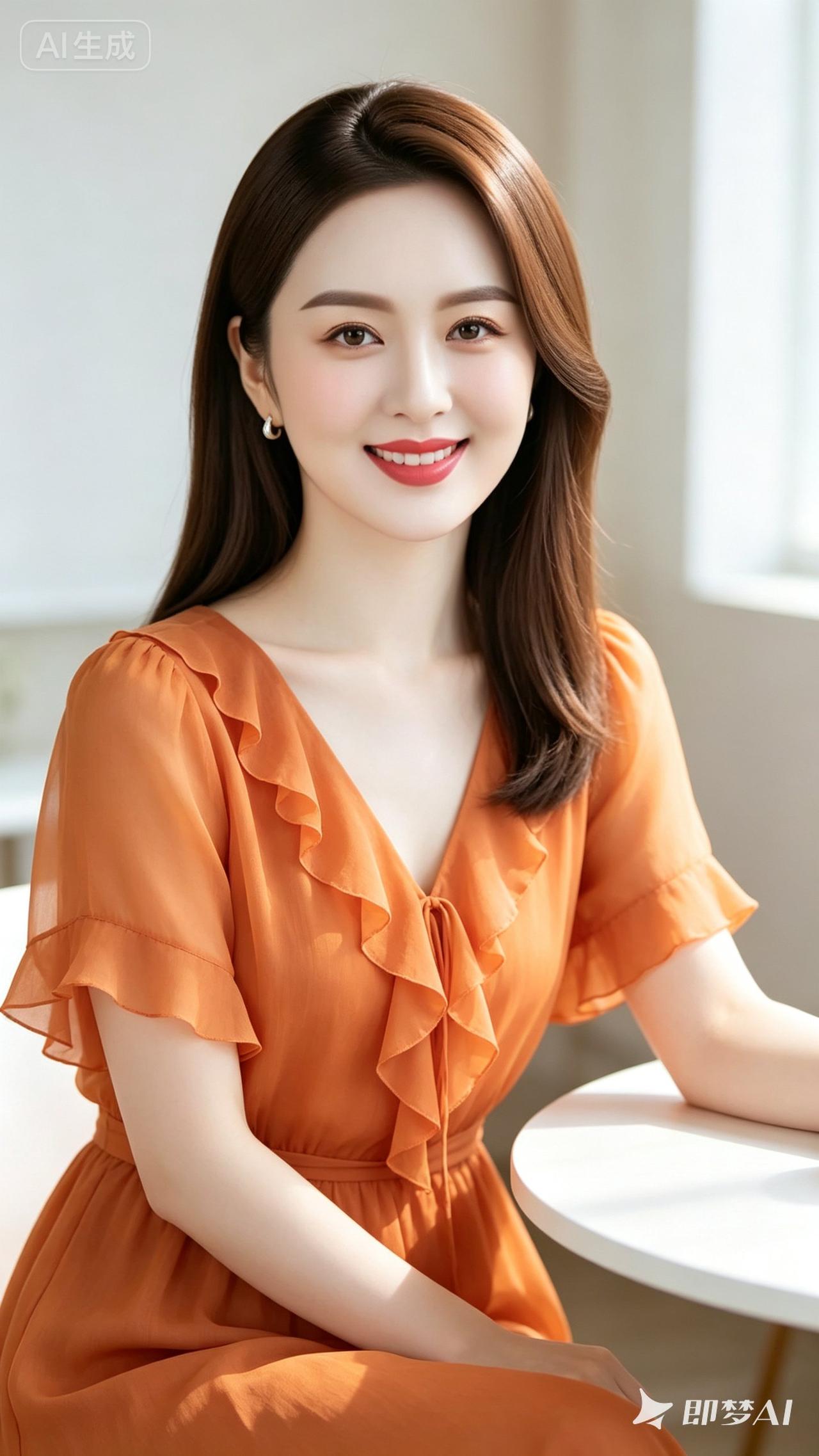 红衣美人坐，笑语如春风。
读者评述: