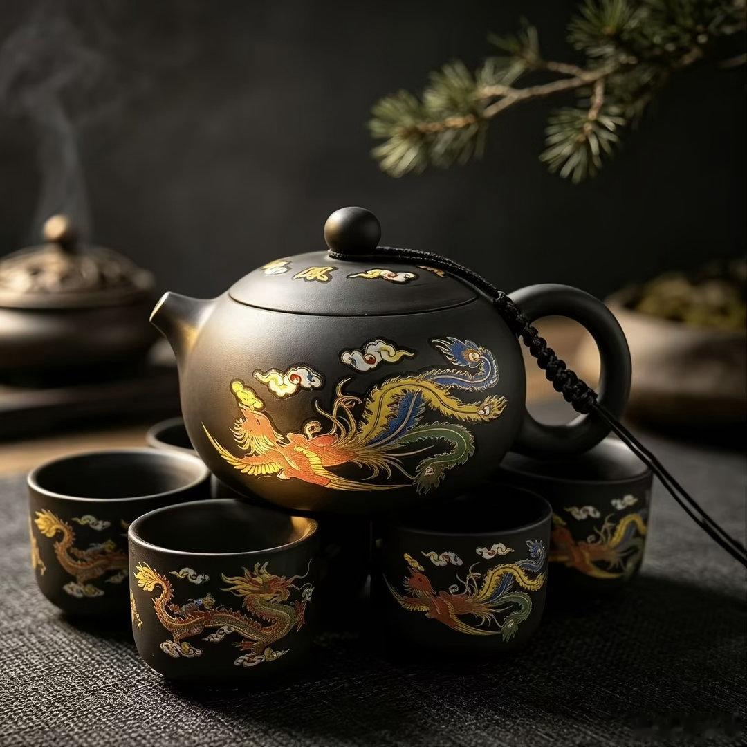 看直播然后顺手买了个很漂亮的紫砂壶，凤鸣壶带4个杯子，大师签名收藏证书齐全，快递