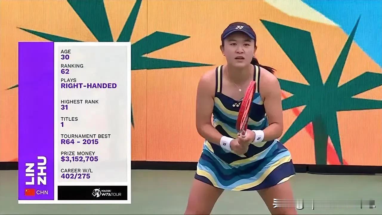 WTA1000印第安维尔斯站女子单打第一轮，中国选手朱琳对阵丹麦选手沃兹尼亚奇。