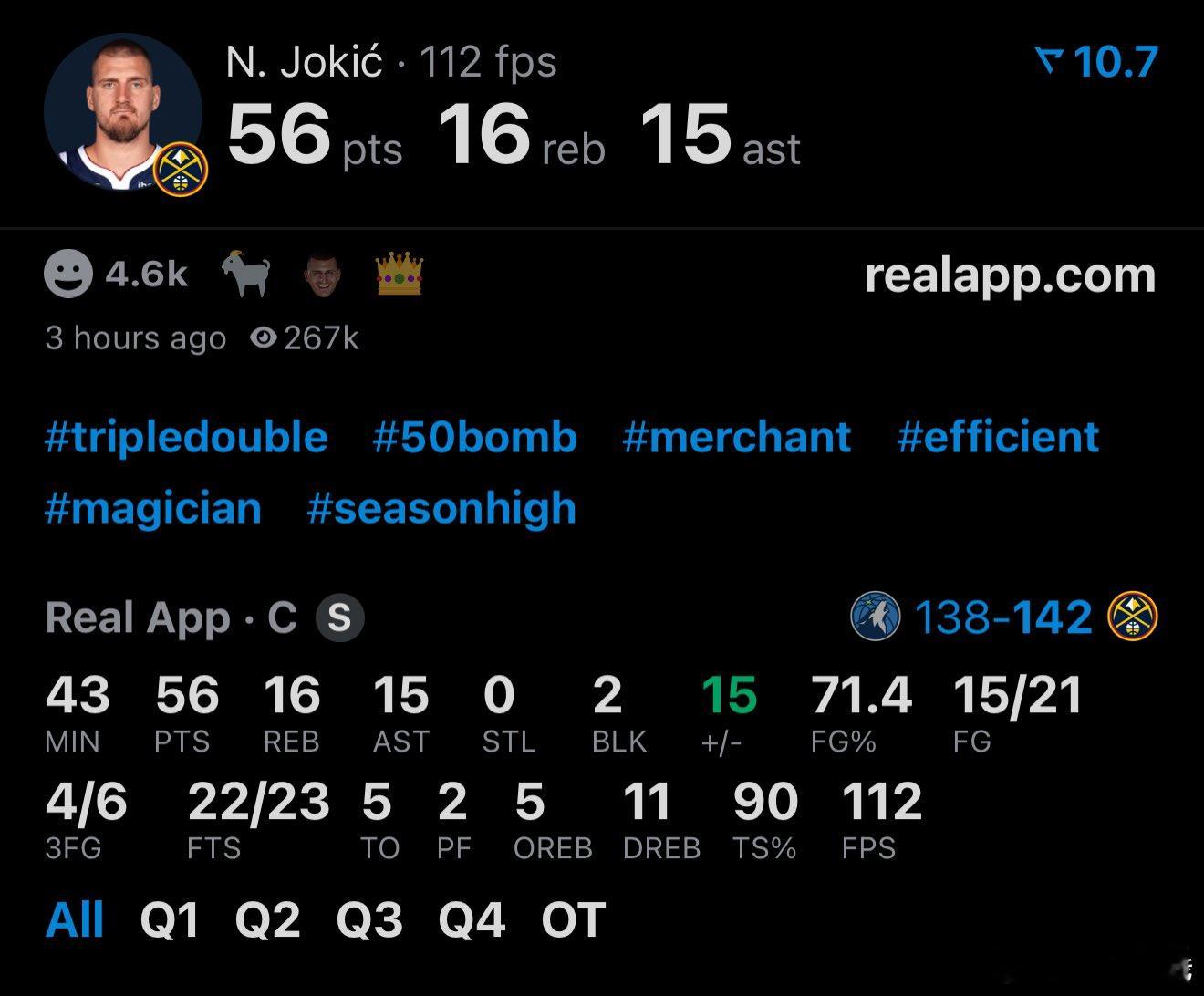 丹佛掘金NBA球员评分 约基奇-我的评分：森林狼vs掘金约基奇超豪华三双还能说什