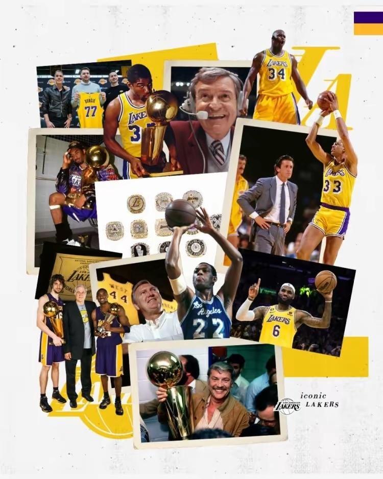 湖人官方晒队史标志人物：传奇不朽 紫金永铸💜💛湖人国度 ​​​