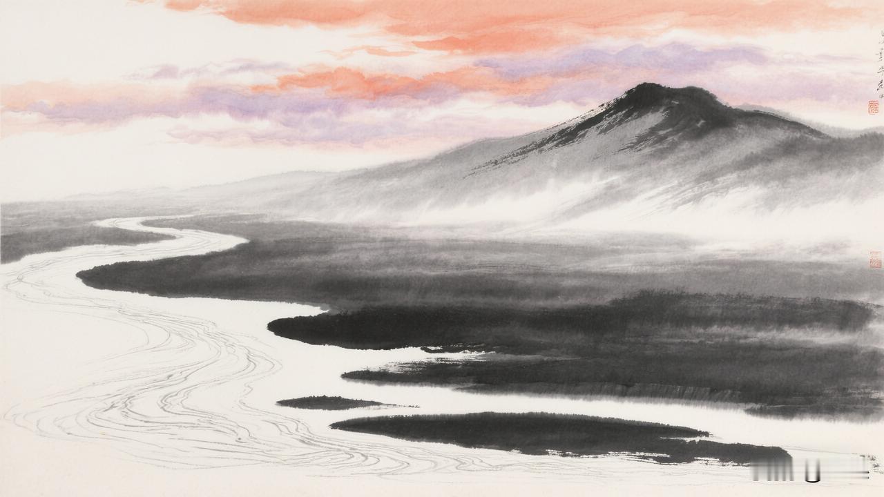 赏析：这幅下联“明明暗暗山顶霞”与上联“浅浅深深河中水”相映成趣。从内容上看，“