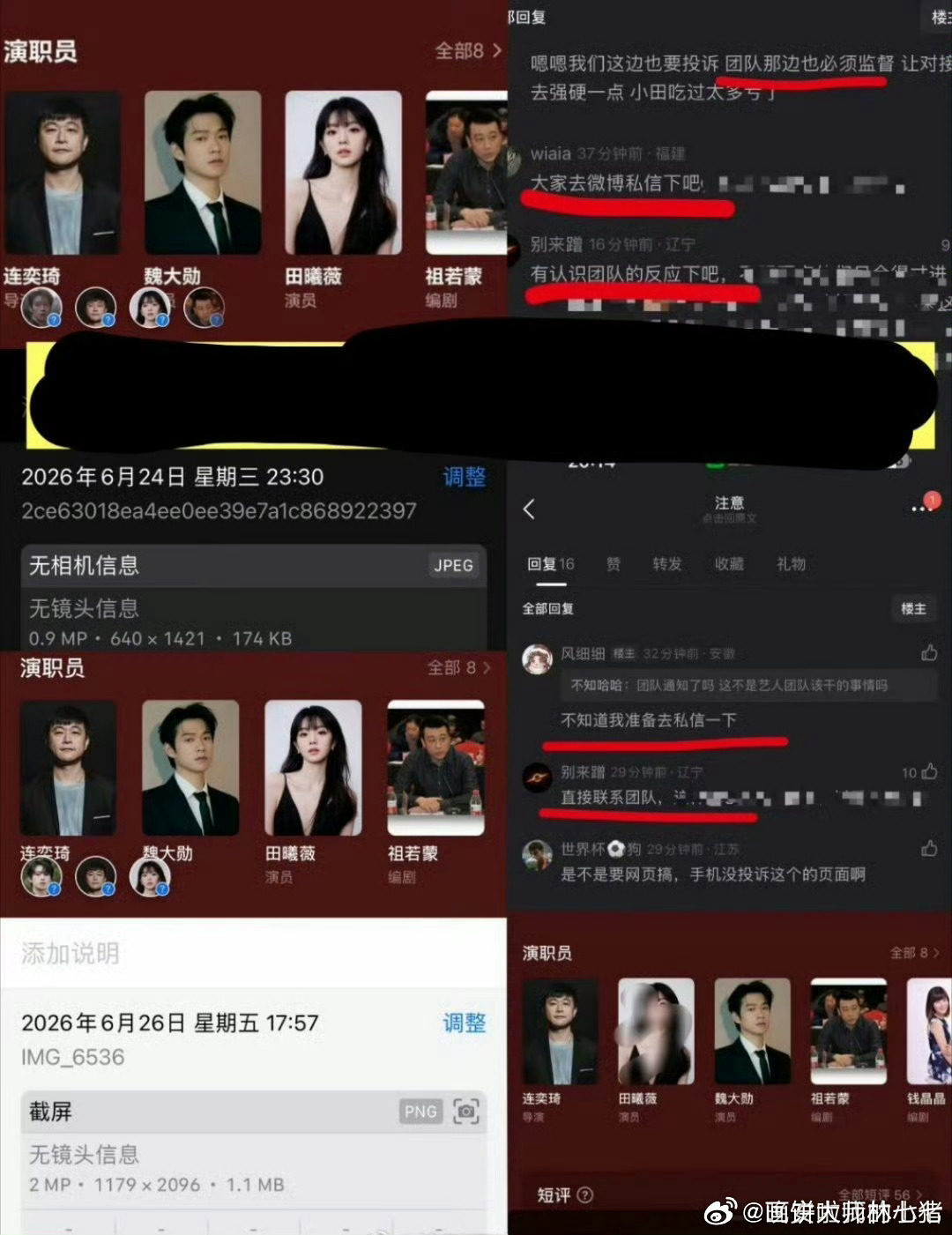 魏大勋粉丝说田曦薇粉丝私信联系团队改顺位，怎么感觉像🌸粉能做出来的事情
