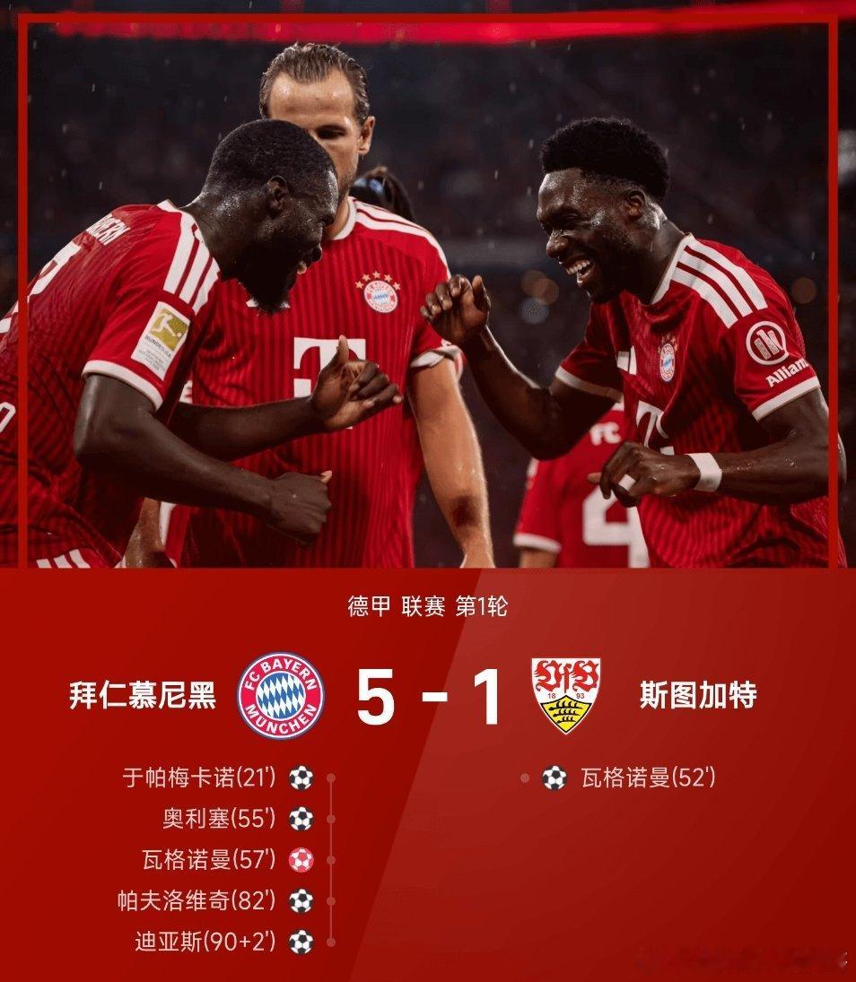 🔥开门红！拜仁揭幕战5‑1狂胜斯图加特！08月29日讯，26/27赛季德甲首轮