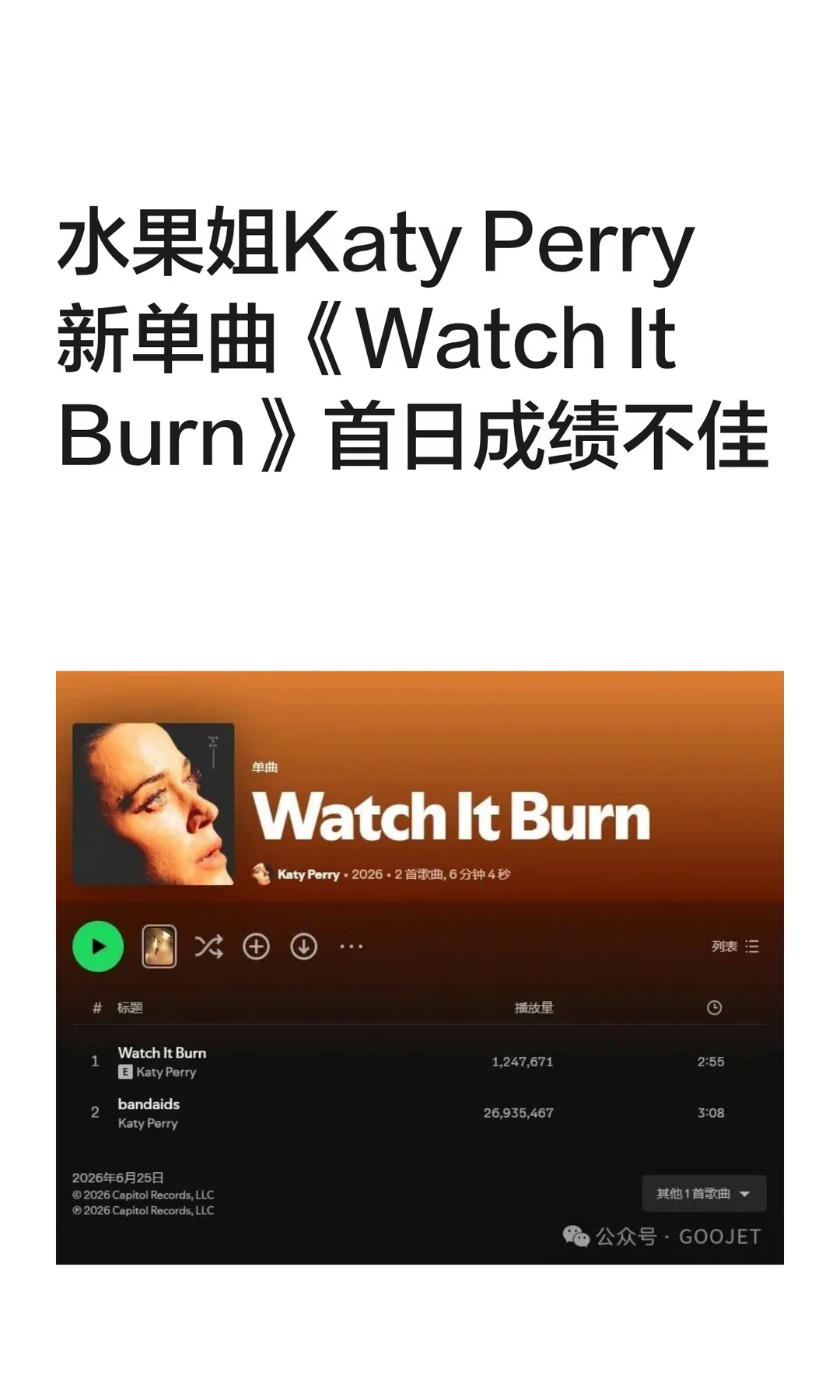 水果姐Katy Perry 新单曲《Watch It Burn》