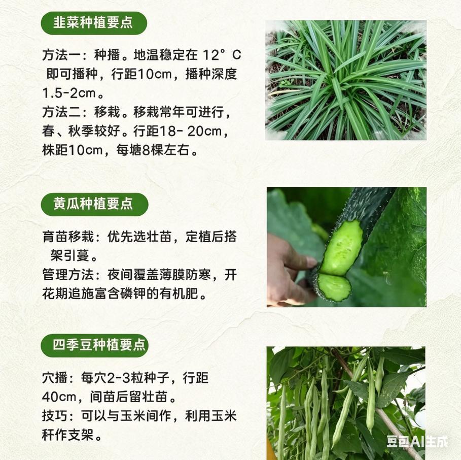 韭菜、黄瓜、四季豆：3种家常菜，种好各有“小脾气”！
你是不是也遇到过：韭菜越割