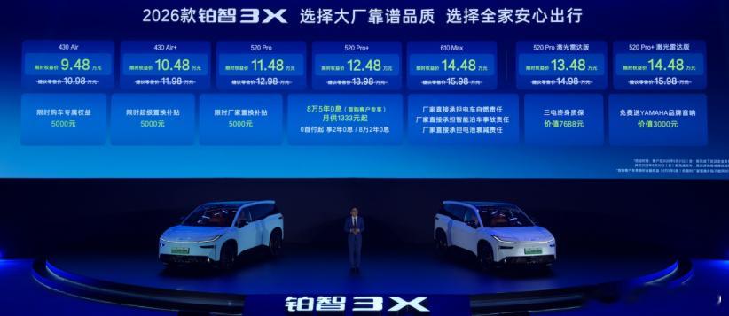 新华AUTO：5月8日，广汽丰田2026款铂智3X正式上市，共3种续航7款配置，